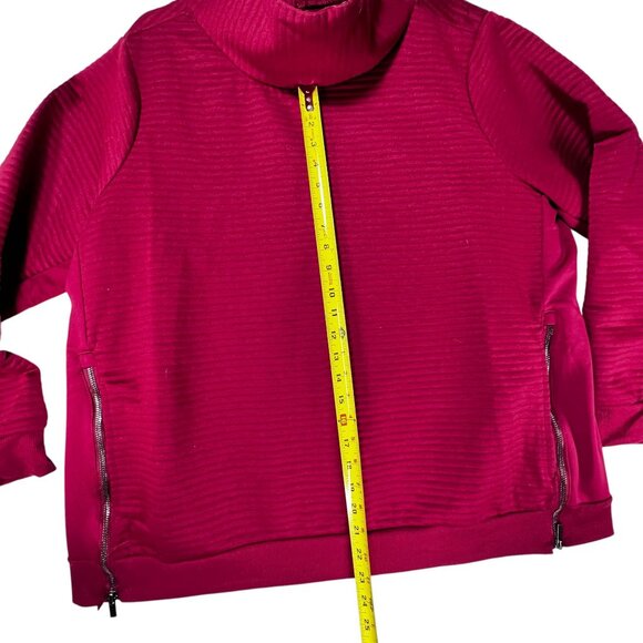 Ribbed Mock Neck Pullover Shirt Side Zippers 2X Magenta The Sweatshirt Project - Picture 12 of 13